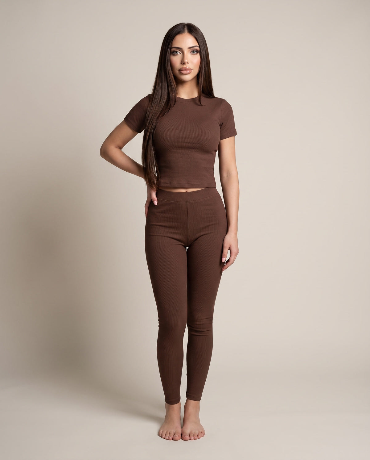 Luxe Ribbed Set - Brown