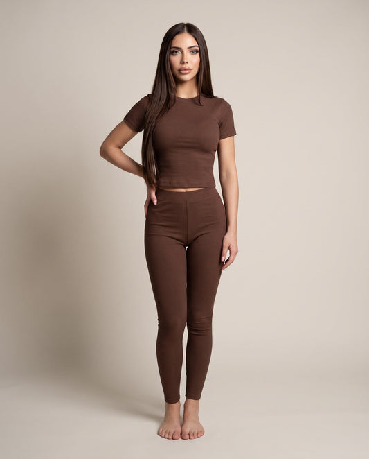 Luxe Ribbed Set - Brown