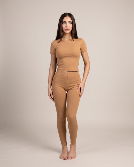 Luxe Ribbed Set - Tan